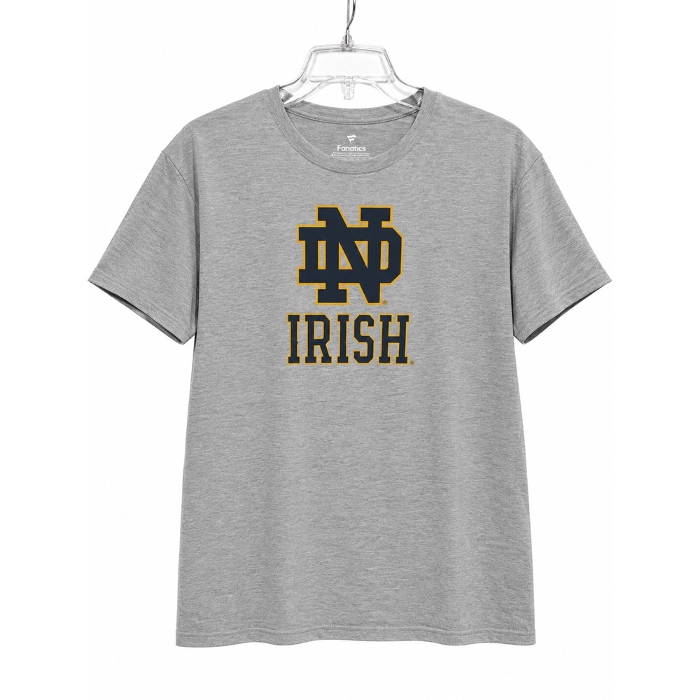 Fanatics Notre Dame Fighting Irish T-Shirt Mens Large Gray Heathered ND Logo Tee